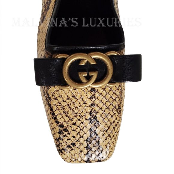 GUCCI SHOES PYTHON BALLET FLATS w LOGO BOW RIBBON ANKLE TIES $1,059 sz 39.5 9.5 - Picture 15 of 16